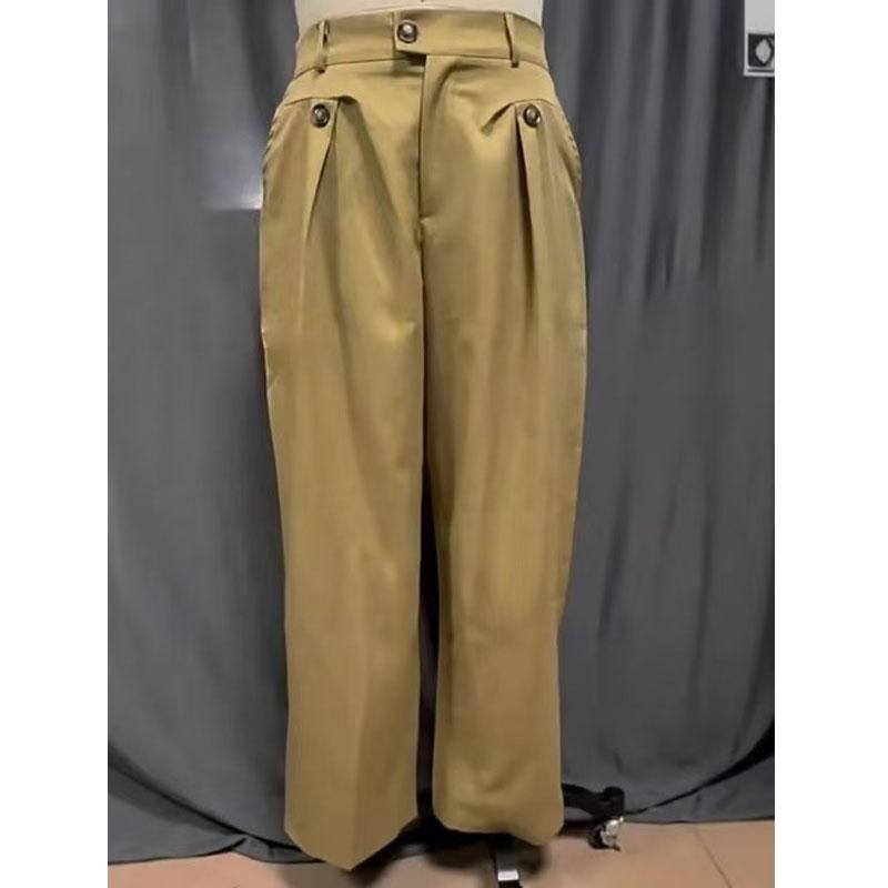 Spring Autumn Fashion Men Casual Suit Pants High Waist Loose Trousers Spring Business Soild Pant