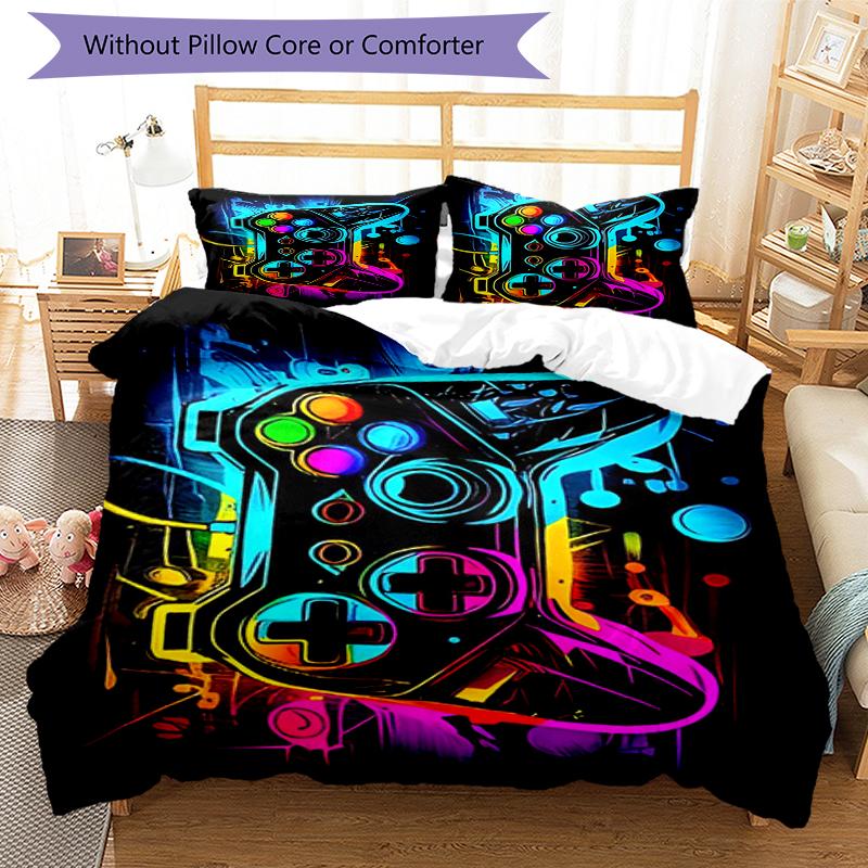3pcs Game Controller Bedding Set Duvet Cover Closure Includes 1 Duvet Cover & 2 Pillowcases, Soft and Comfortable for All Seasons.
