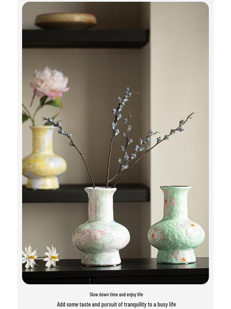 Yusan Ni Modern Ceramic Vase: Elegant Small Fresh Flower Arrangement for Living Room or Hotel Decor.
