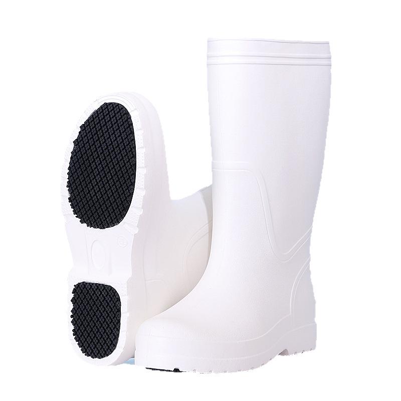 EVA Men's Tall White Non-Slip Rain Boots for Chefs, Mid-Calf, Food Hygiene.