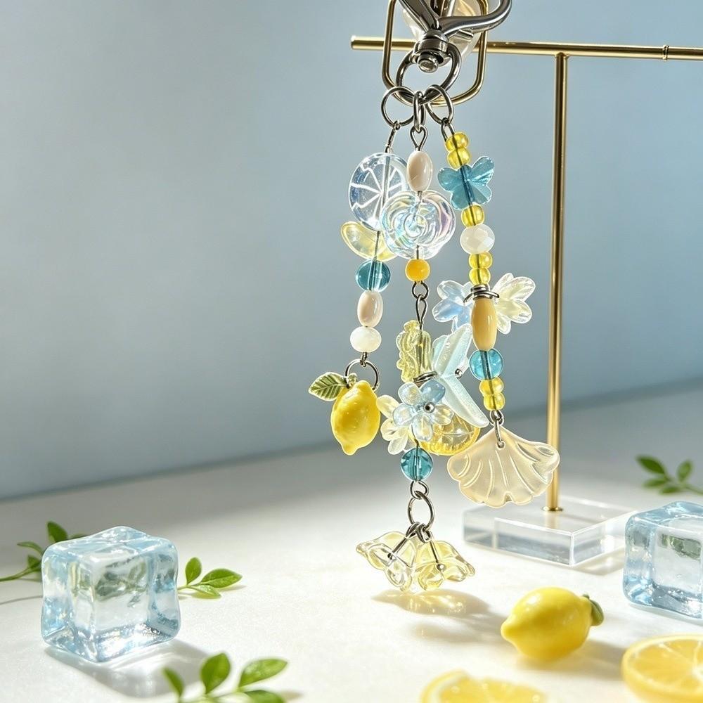 Acrylic Beads Bag Charms Colorful Floral Star Tassel Key Chain Beaded Hanging Girls Gifts