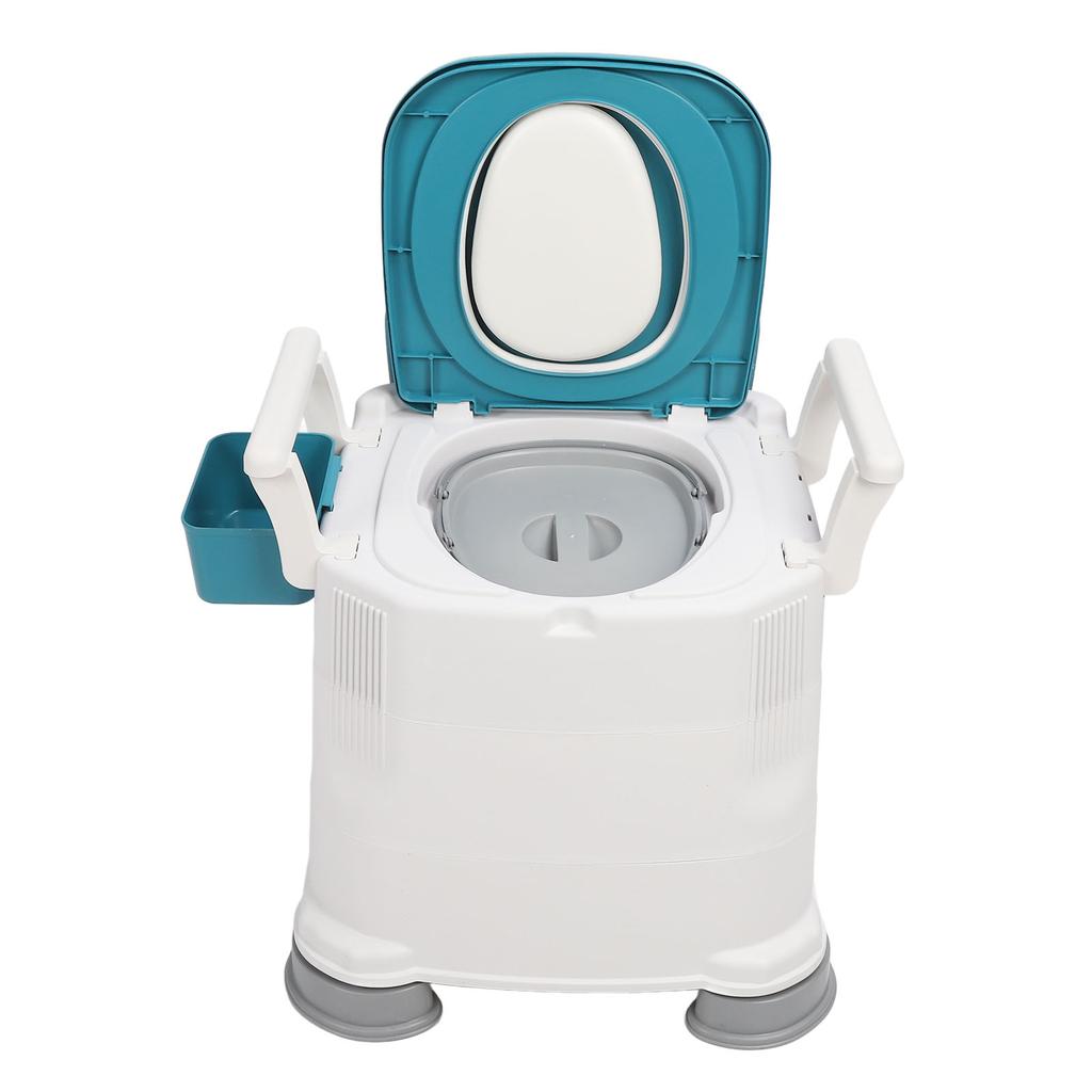 Portable Toilet Detachable Armrest Adjust Height Prevent Slip PU Sest Bedside Commode Chair for Elderly Blue