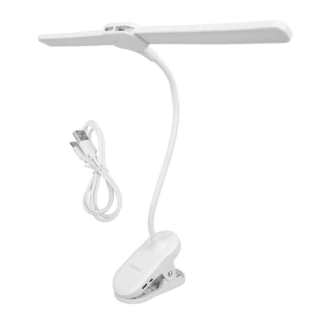 Dual Head LED Desk Lamp with Clamp 4000mAh Battery Operated 3 Lighting Modes Dual Head Bright Eye Care Light for Work