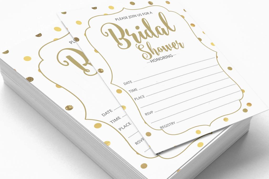 Inkdotpot 30 Bridal Shower InvitationsA  Gold ConfettiA  Wedding Fill-In Style Invites Blank