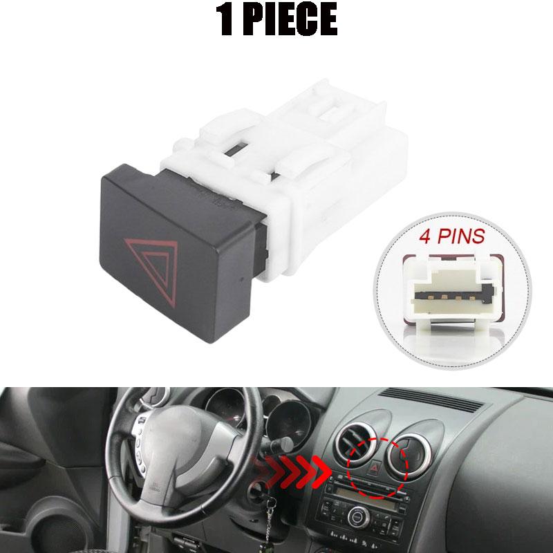 4-pin Hazard Warning Light Switch 25290-JD00A for Nissan Qashqai J10 2007 2008 2009 2010 2011 2012 2013 Car Interior Accessories