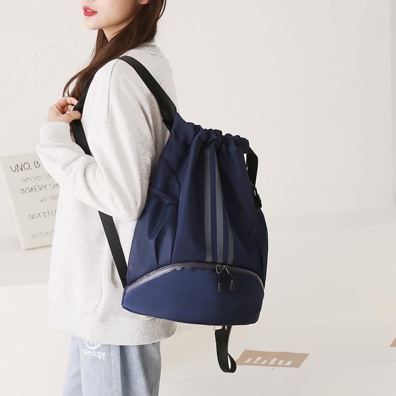 Lightweight Water-Repellent Striped Nylon Drawstring Bag - Spring Outdoor Sports & Gym Backpack