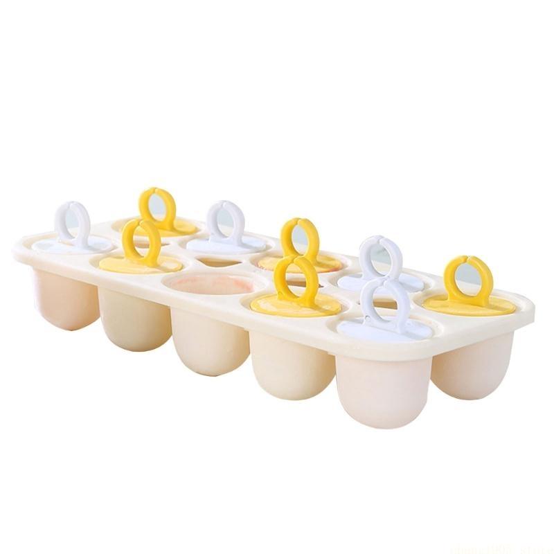 QX2E 10 Cavity Ice Lollys Mould Easy Release Ice Cream Molds with Ring Plastic