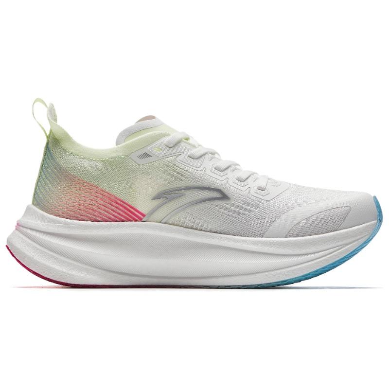 Anta Marathon Cushioning Breathable Low-Top Full-Length Carbon Plate Training Running Shoes Women Sneaker White Blue 922425588-7