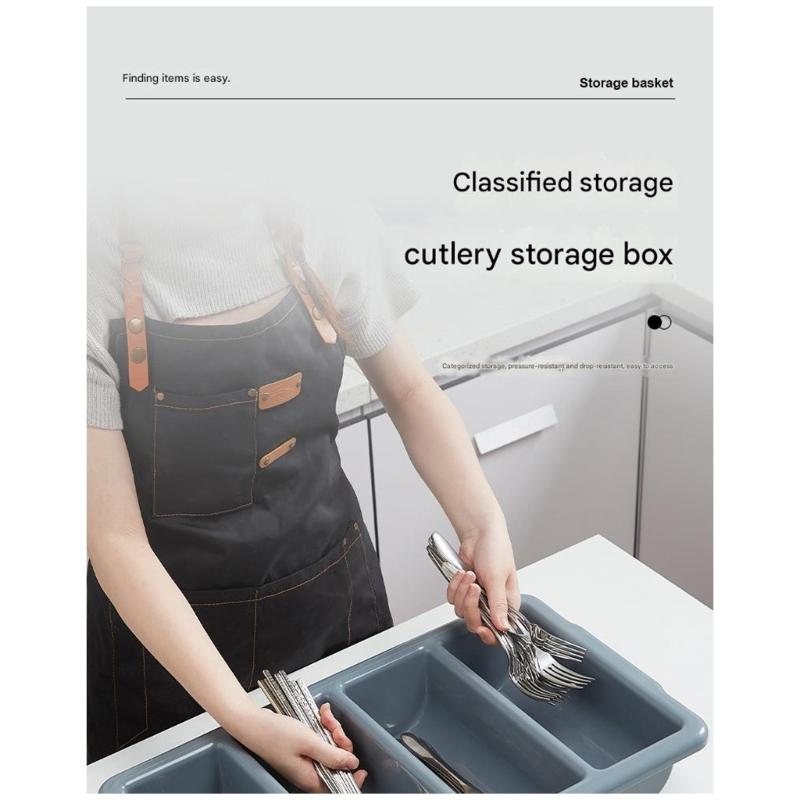 Plastic Silverware Holder with 4 Sections for Home Organization Four Compartments Kitchen Tool Organiser