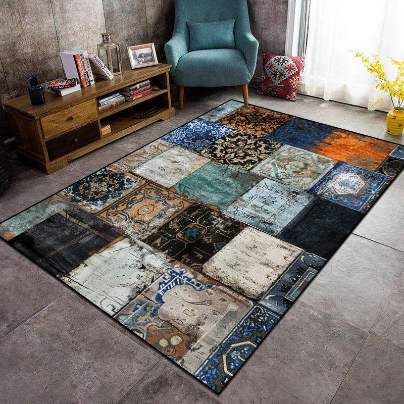 Bohemian Retro Living Room Carpets BOHO Abstract Home Large Rug Hallway Doorway Entrance Door Mat Room Decor Foot Mat Washable