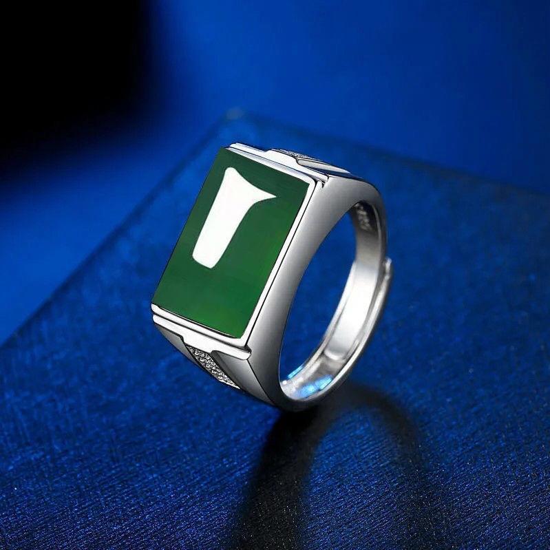 

Мужское хип-хоп квадратное стеклянное открытое кольцо one size