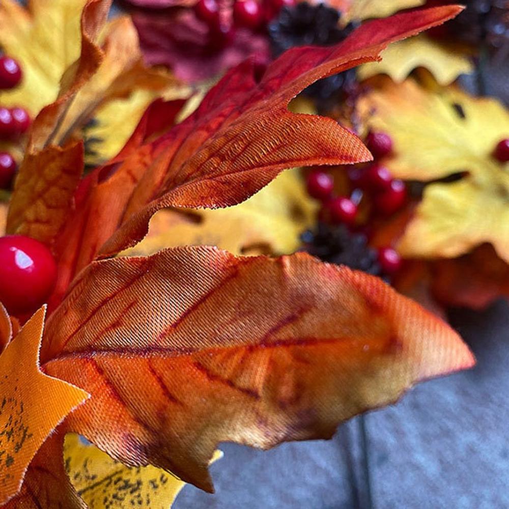 Kitchen Fall Autumn Decoration Artificial Maple Leaves Fake Pumpkin Faux Branches Berry Stem