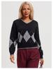 Early Autumn V-Neck Diamond Knit Sweater for Women