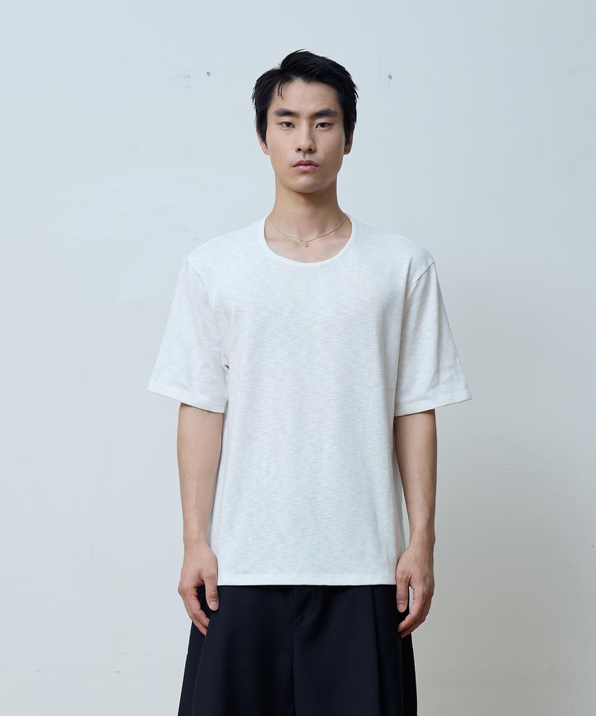 BALLUTE (2-Pack) Slub U-Neck Half Crop T-Shirts