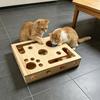 Cat Nail File Box, Wooden Cat Enrichment Box Puzzle Toy, Interactive Cat Scratcher, Nail File Toy Includes Sandpaper for Indoor