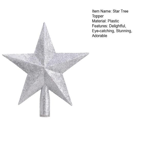 Christmas Tree Star Topper 8" Glitter Silver Star Ornament 3D Shatterproof Star Tree Topper Decoration for Holiday Home Decor