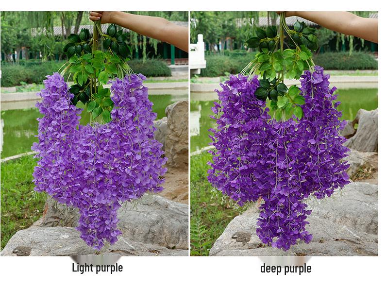 Artificial Wisteria Flower Garland: Violet Hanging Silk Vine for Weddings and Ceiling Decor