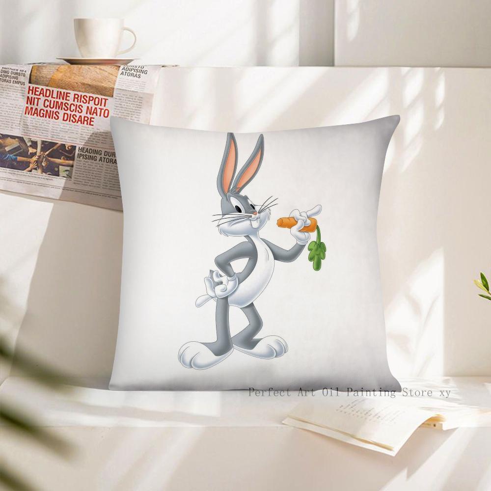 

Cartoon L-Looney Tunes Characters Pillow Case Square Pillow Cushion Cover Bedroom Sofa Room Decoration Casual Pillow Cover 24x24Inch