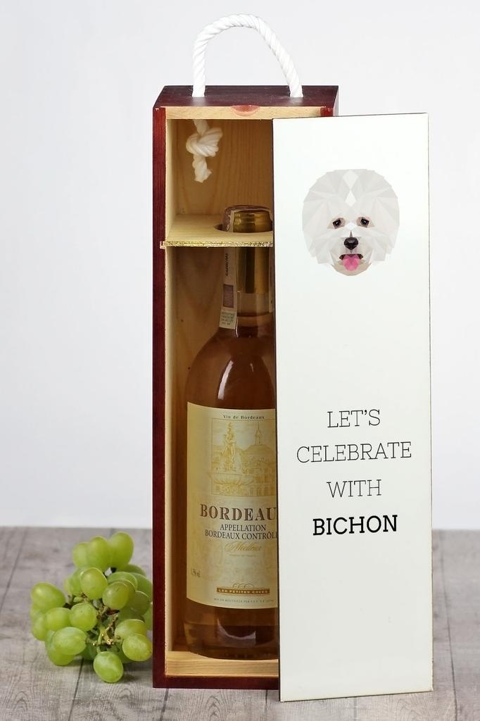 Bichon Frise, Tenerife Dog - Geometryczne Pudełko Ze Zdjęciem I Napisem Na Wino Marki Art-Dog