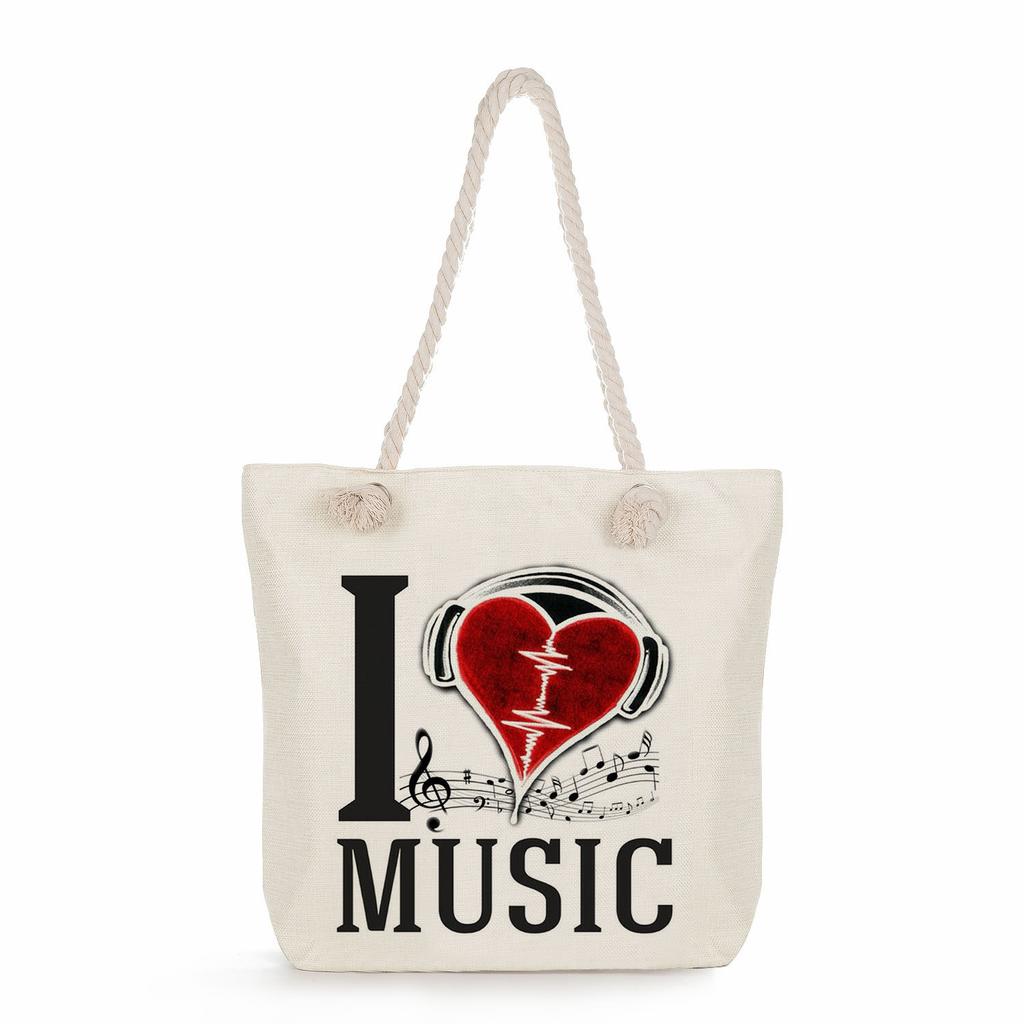 Multifunctional note Printed Thick Rope Shoulder Beach Bag Casual large capacity handbag 7611