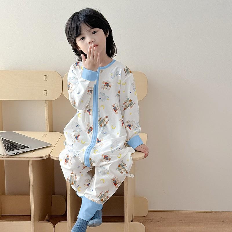 Cotton Baby Sleepsuit With Leg Separation Toddlers Lightweight Fall Pajamas Neutral Design