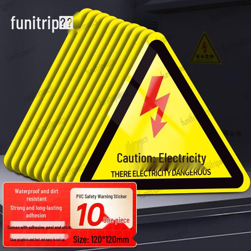 Triangular Electric Hazard Warning Decal Stickers