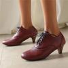 Fashion 2025 Spring Autumn Women Oxford Lace Up Shoes Vintage Round Toe Women Ankle Boots England Style high heels Ladies Chaussure femm