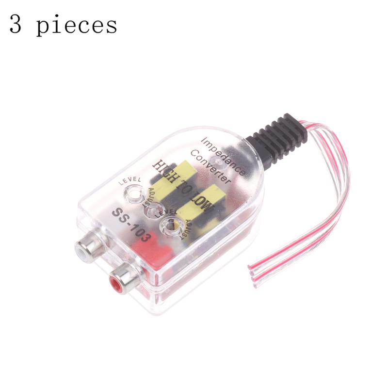 1/3Pcs High To Low Level Audio Output Rca Adapter Car Subwoofer Impedance Converter Uncharged Power Mode Car Audio Accessories