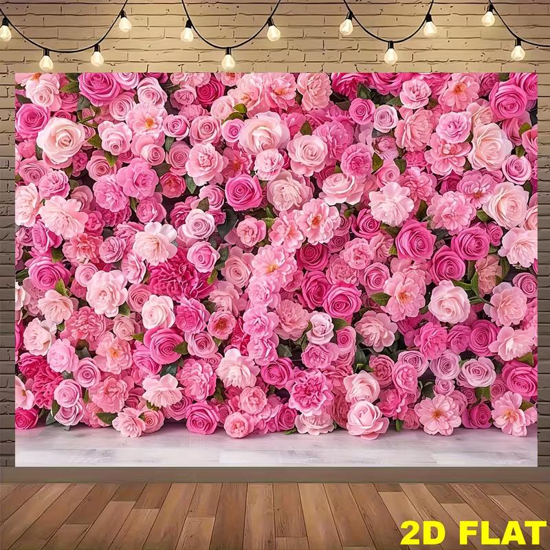 

2D Pink Rose Flower Wall Tapestry for Birthday Party Decoration 47.2x31.5inch/120*80cm