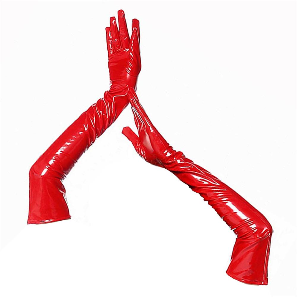 Sexy Lady Faux Leather Latex Catsuits With Belt High Cut Wetlook PU Lingerie Bodysuit Clubwear Costumes Gloves Long Stockings