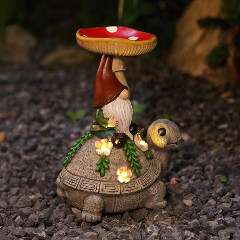 Roztomilá solární želví lampa zahradní trpaslík krmítko pro ptáky 300 mA pryskyřice Kreativní sukulentní želva na nádvoří pro rodinná setkání