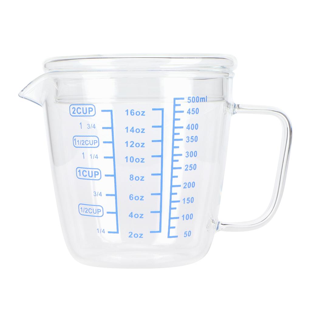 Heat Resisting Glass Measuring Cup Milk Scale Measuring Jug with Lid Kitchen Utensil(500ml )