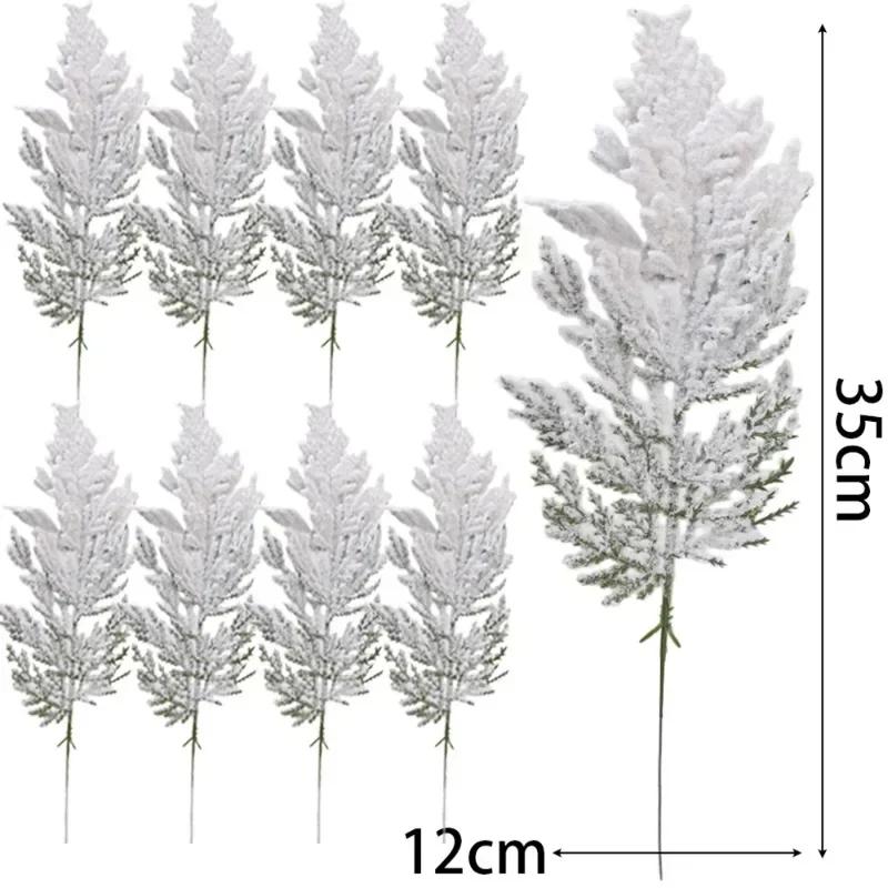 201 Pièces Branche de Pin Artificielle Plante Fausse Feuille de Pin Flocon de Neige Couronne de Noël Décorations de Table de Fête Boîte Cadeau du Nouvel An DIY Décor 1PC