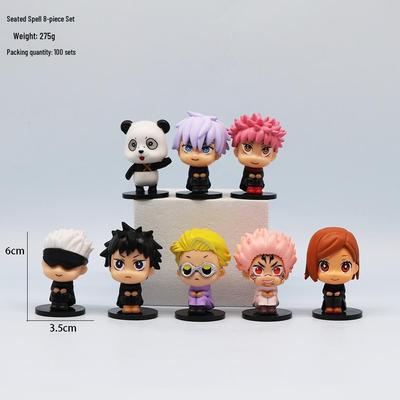 Jujutsu Kaisen Q Version Sitting Figures: Gojo, Itadori, Fushiguro, Kugisaki - Cake, Desktop, or Car Decor