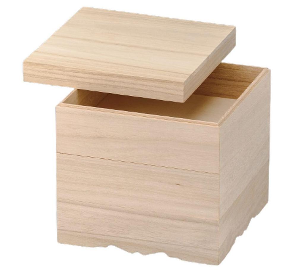 Outdoor Lunch Box Made In 3 Paulownia Wood with Decorative X X J-kitchens (Lunch Box) Japan, Tiers, 7.0 Inches, Feet, 21.7cm 21.7cm 19.5cm