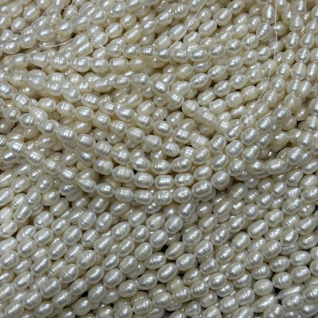 1String, White Natural Freshwater Pearls, Handmade Rice Pearl Beads for Jewelry Making DIY Crafts (Beads 7.5-8.5mm, Length 36cm)