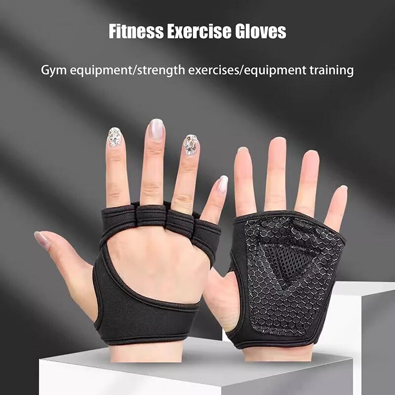 1Pair Hand Wrist Palm Protector Gloves Gym Fitness Heavy Glove Gloves Half Non-Slip Wrist Finger Weightlifting Sport Support
