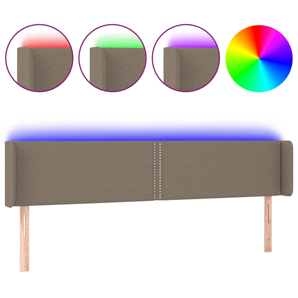 Vidaxl Zagłówek Do Łóżka Z Led, Taupe, 203X16X78/88 Cm, Tkanina
