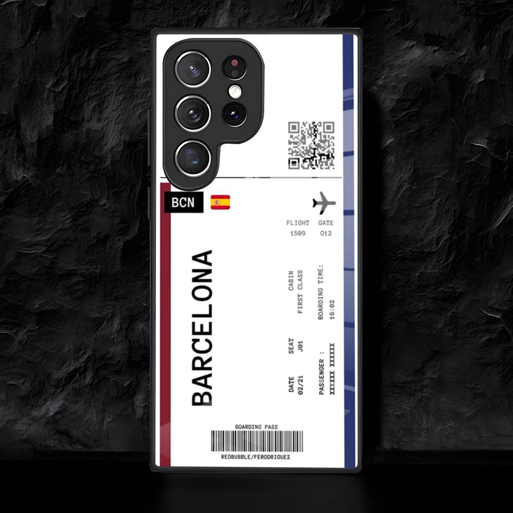 

Plane Fight Ticket Phone Case For Samsung S26 S25 Edge Ultra 24 23 22 21 Ultra Plus Fe A55 56 15 4G 5G Glass Cover Galaxy S24