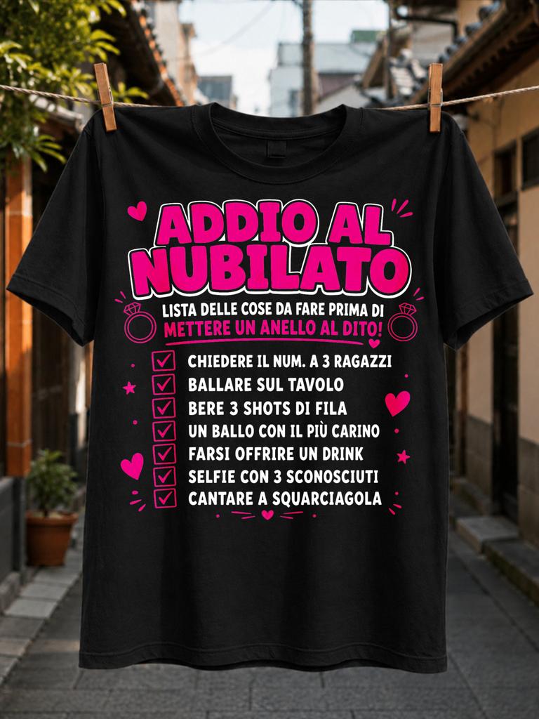 Bachelorette Party Checklist Pink Rings Hearts Checked Challenges And Bold Italian Lettering Bright Unisex All TShirt