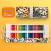 Large Capacity Canvas Roll-Up Pencil Case - 48 Holes for Colored & Sketch Pencils, Cute Design for Women & Students