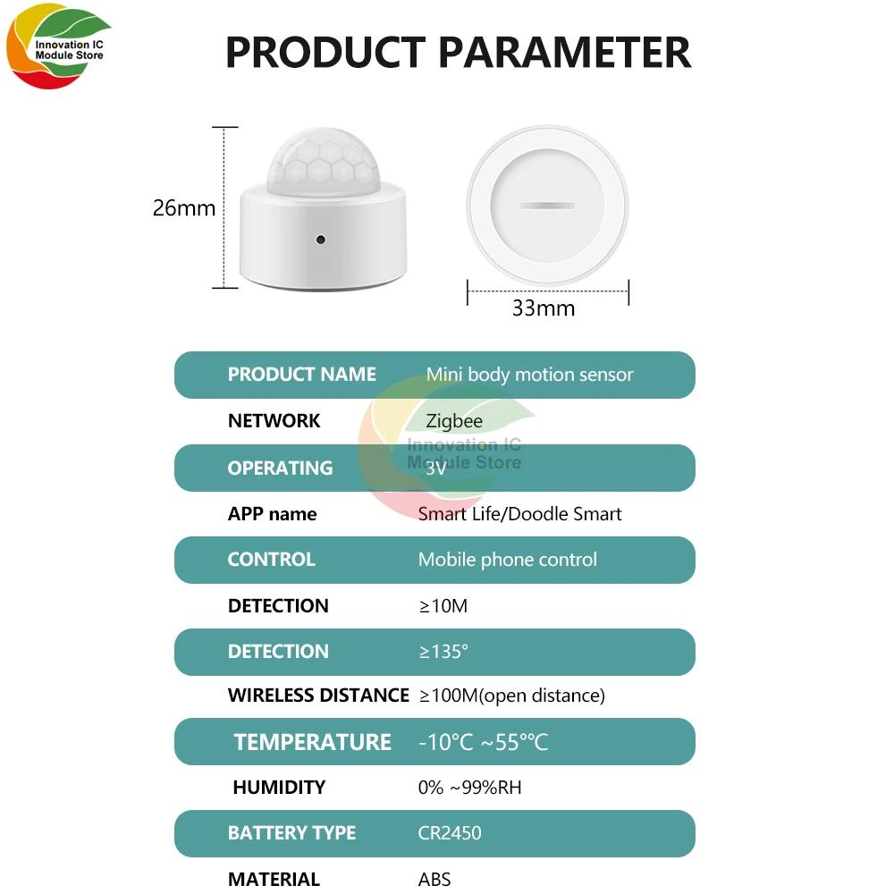 Tuya 2 in 1 ZigBee PIR LP Motion Sensor Smart Home Human Body Infrared Detector Security Smart Life Work for Alexa Google Home
