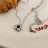 Su Chuang S925 Sterling Silver Black Diamond Plum Blossom Necklace for Women, Elegant Light Luxury Versatile Clavicle Chain