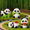 6PCS Mini Panda Figurines Ideal for Adding Charm to Dollhouse and Terrarium Decor