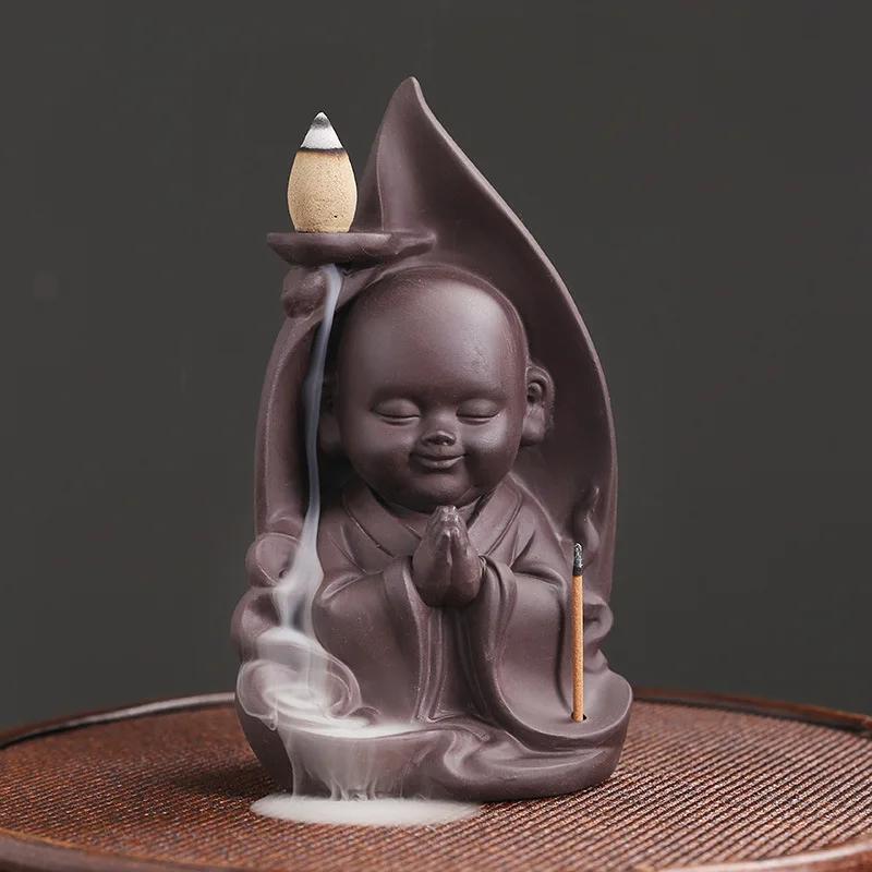 

Курильница для благовоний Zen The Little Monk Home Decorations Фиолетовая глина Водопадная курильница для благовоний с обратным потоком Держатель для благовоний - Без благовоний