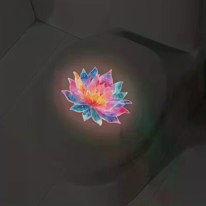 Glow-in-the-Dark Flower Toilet Lid Sticker Self-Adhesive Luminous Bathroom Decor Night Glow Removable Wall Decal