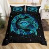 Eyes Comforter Cover Bohemian Hippie Water-Drop Duvet Cover Boho Eyes Nazar Amulet Bedding Set Mysterious Blue Eyes Quilt Cover