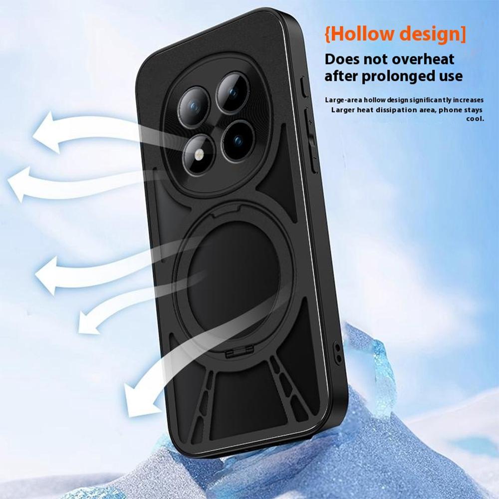 For Xiaomi Redmi Note 15 Pro 5G (Global) Case Magnetic Kickstand Hollow Heat Dissipation Silicone + PC + Metal Bumper Phone Cover