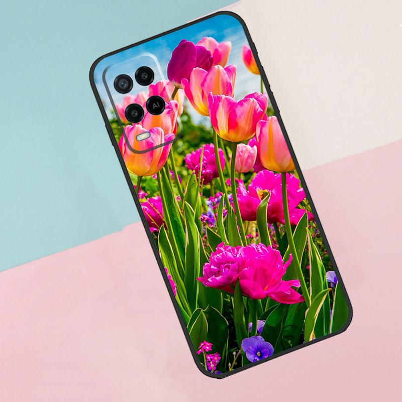 Spring Tulips Flower For Oppo A16 A76 A96 A15 A80 A60 A40 A94 A54 A98 A78 A18 A38 A58 A17 A77 A74 A57S Phone Case