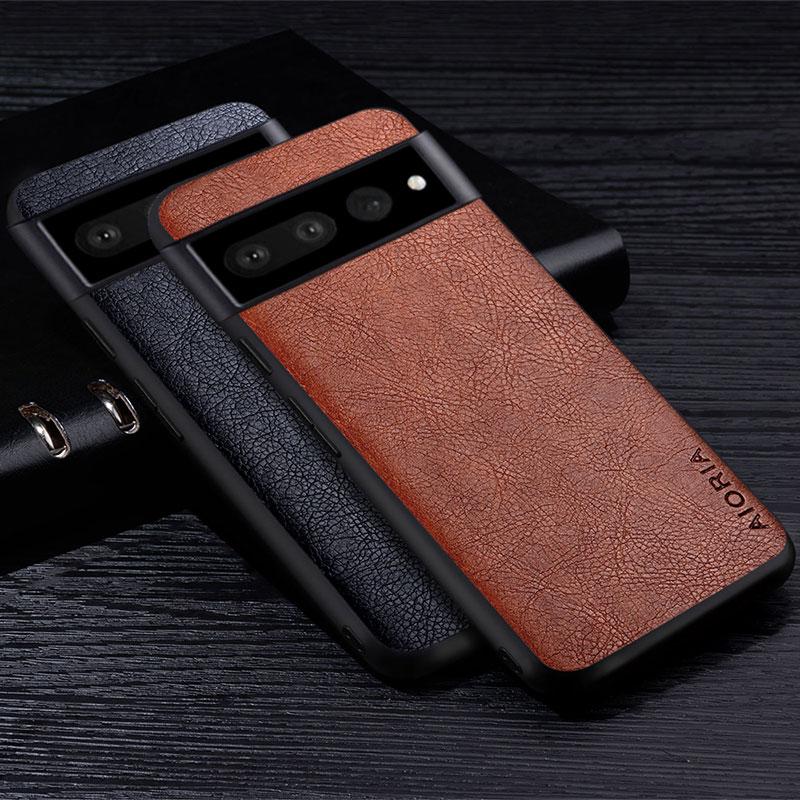 Leather Case for Google Pixel 7 6 Pro Business Style Premium Retro Litchi Pattern Protective Back Cover for Pixel 7A 6A Case